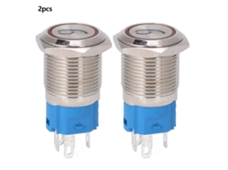 2 Botões De Pressão De Cabeça Plana 16mm Auto-resetáveis Com Luz '6' '9' 3-6vdc Vermelho