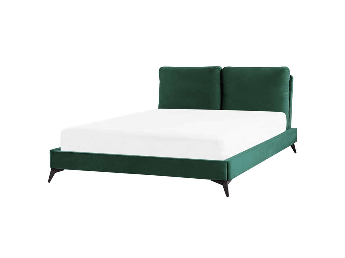 Cama Beliani Melle De Terciopelo Verde 176x228x98