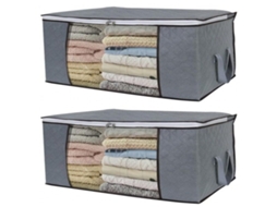 Saco Para Guardar Lençóis, Cobertores E Roupas. Cinza. 60x43x35cm. 2 Unidades