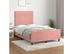 Vidaxl Estrutura De Cama Com Colchão 120x190 Cm Veludo Rosa
