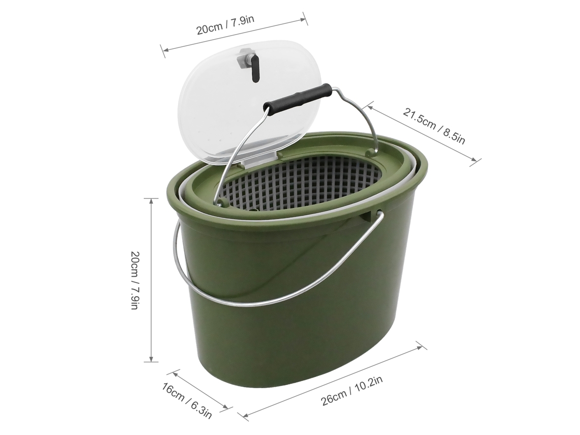 Cubo de Pesca 2 em 1 com Coifa e Armazenamento de Isca