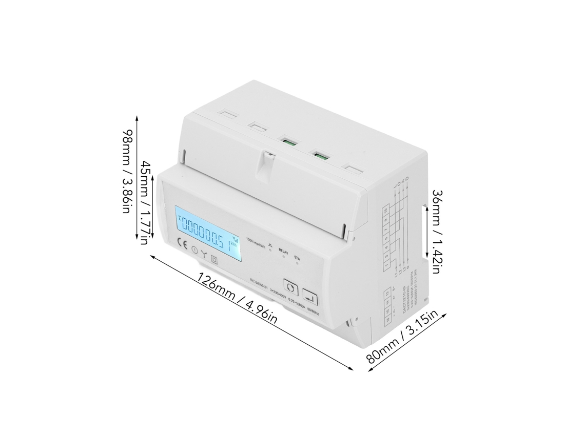 Laxiscreed Medidor De Eletricidade Trifásico Com Visor Bidirecional E Luz De Fundo Lcd