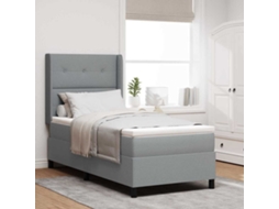 Vidaxl Cama Box Com Almofada Manual Cinzento-claro 190 X 90 Cm Tecido
