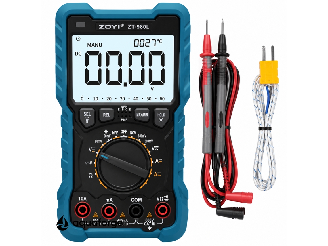 Multímetro Digital Aquaforge Zt-980l, 20a, Ecrã Lcd