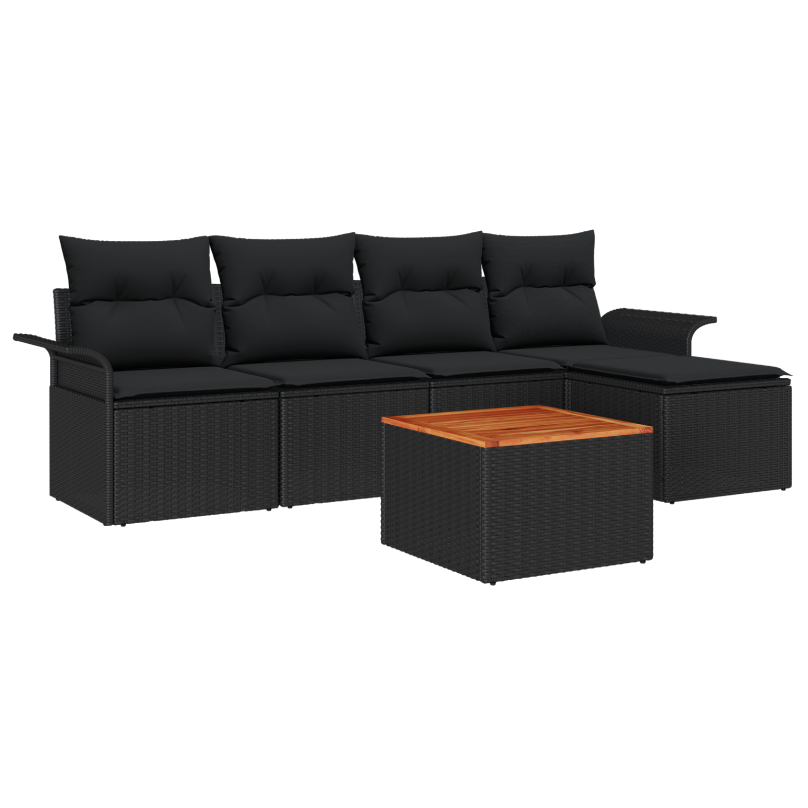 Conjunto 6 Conjunto De Móveis Para Exterior Vidaxl Preto Vime Pe (55 X 55 X 37 Cm)