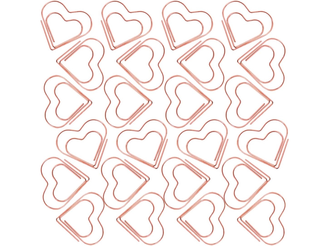 Ciieeo 100-clipes De Papel Pequenos Em Formato Coração, Aço Inoxidável Cor Ouro Rosa, Pacote Com 100-unidades Para