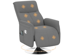 Poltrona De Massagem Reclinável, Giratória, Com Encosto E Apoio Para Os Pés Ajustáveis, 68,5 X 77 X 117 Cm, Cinza