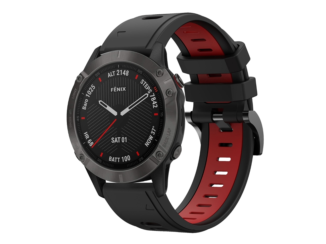 Bracelete de Smartwatch para Garmin Fenix 6 Sapphire GPS 22mm de silicone esportivo de duas cores (preto + vermelho)