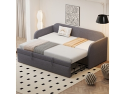Sofá-cama 90/180x190 Linho Cinza Ripas Multifuncional Listrado