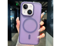 Capa Transparente Híbrida Para Iphone 14 Plus - Tpu E Pc Com Magsafe - Roxa
