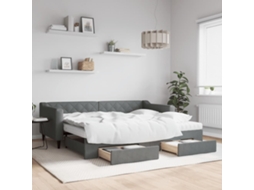 Vidaxl Sofá-cama C/ Gavetão E Gavetas 90x200 Cm Tecido Cinzento-escuro