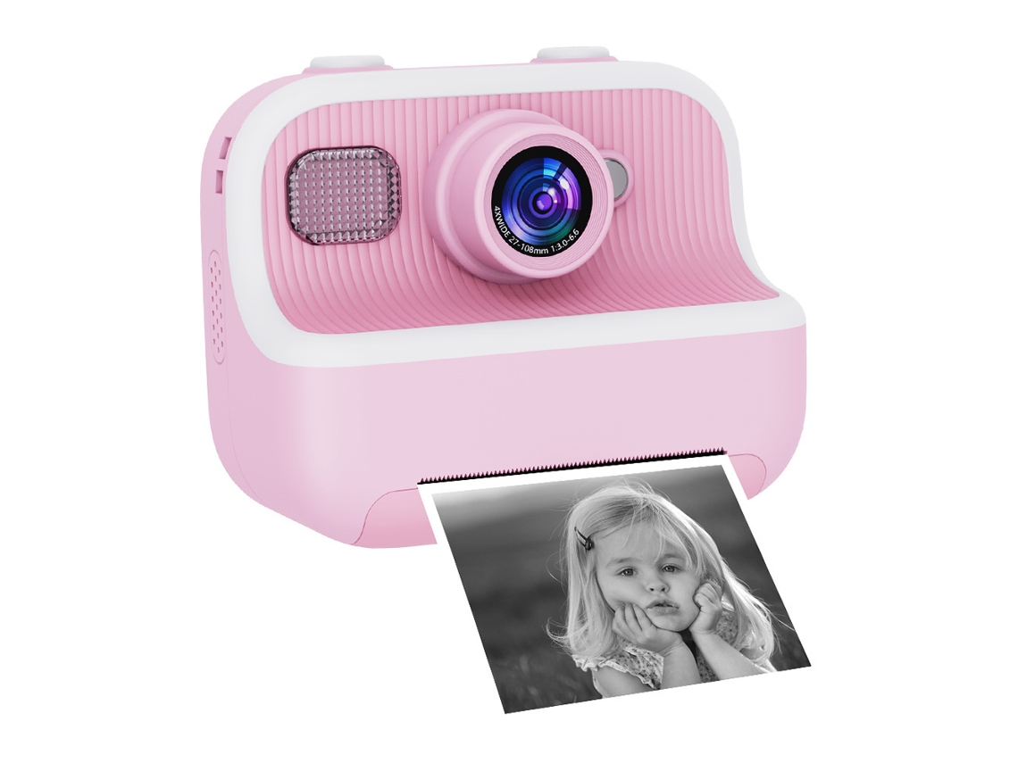 Câmera Infantil Hd de 48mp com Função de Impressão Térmica, Câmeras Duplas Frontal e Traseira . CZHHMART (rosa)