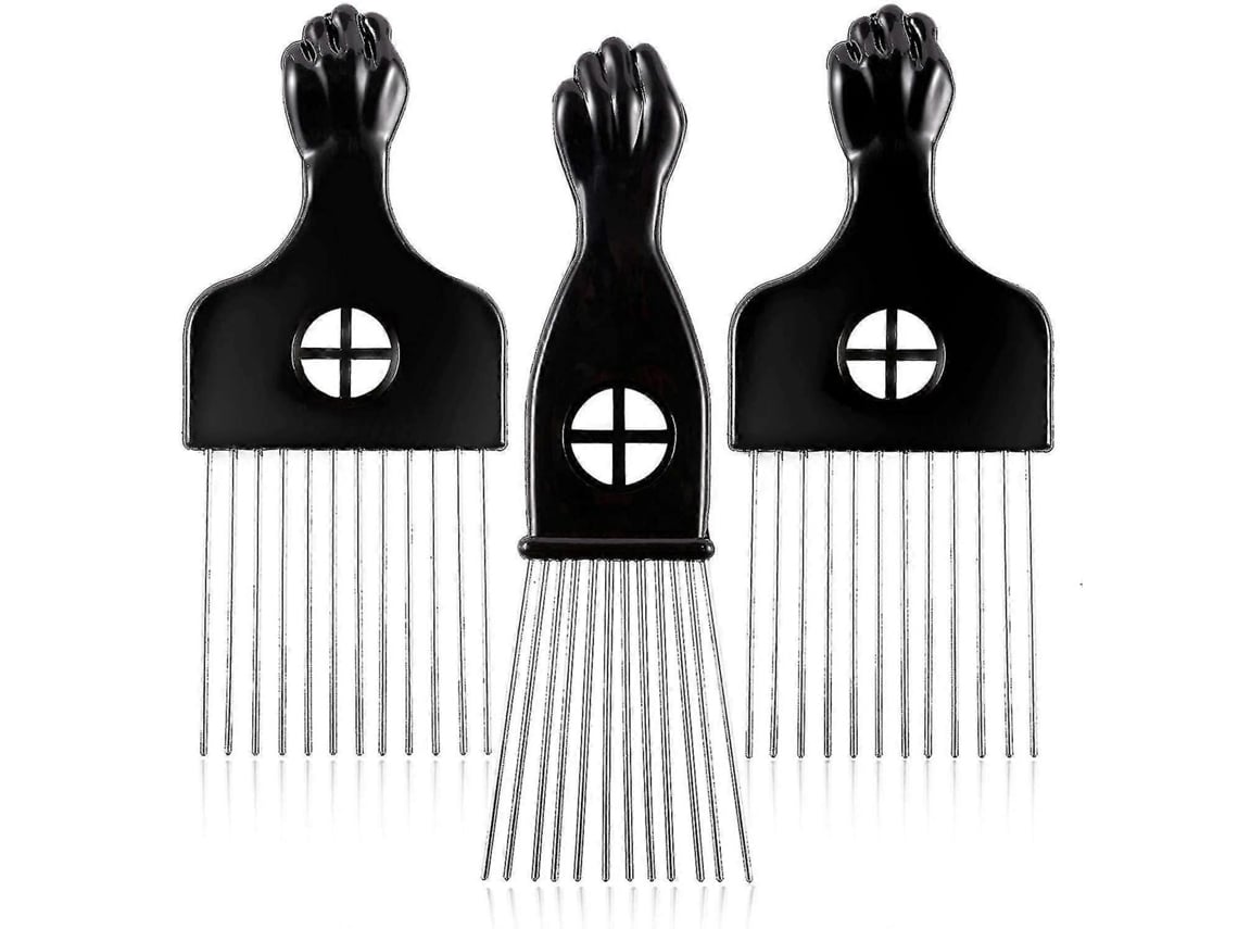 Pente Afro De Metal Com 3 Peças Para Cabelo Cacheado E Crespo