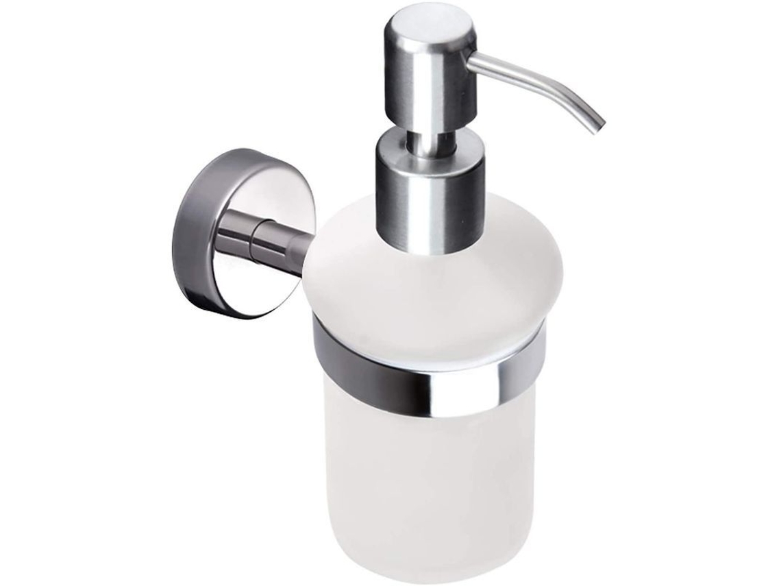 Dispensador De Jabón Líquido Com Suporte De Vidro Mate E Aço Inoxidável, Parede, Moderno E Resistente À Corrosão Para Banheiro 2025