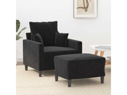 Vidaxl Poltrona Com Apoio De Pés 60 Cm Veludo Preto
