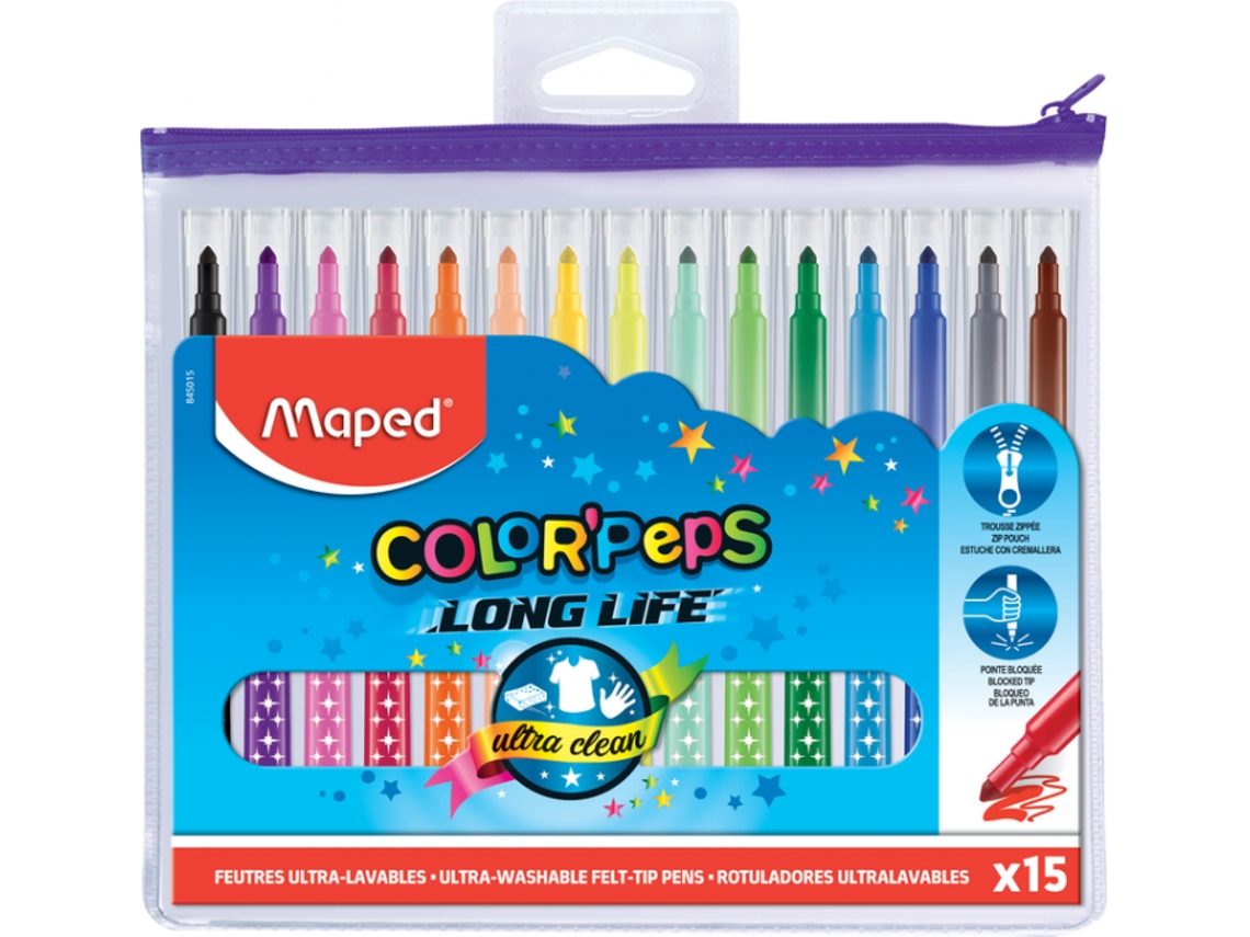 Caixa 15 Feltros Maped Color Peps com Zip