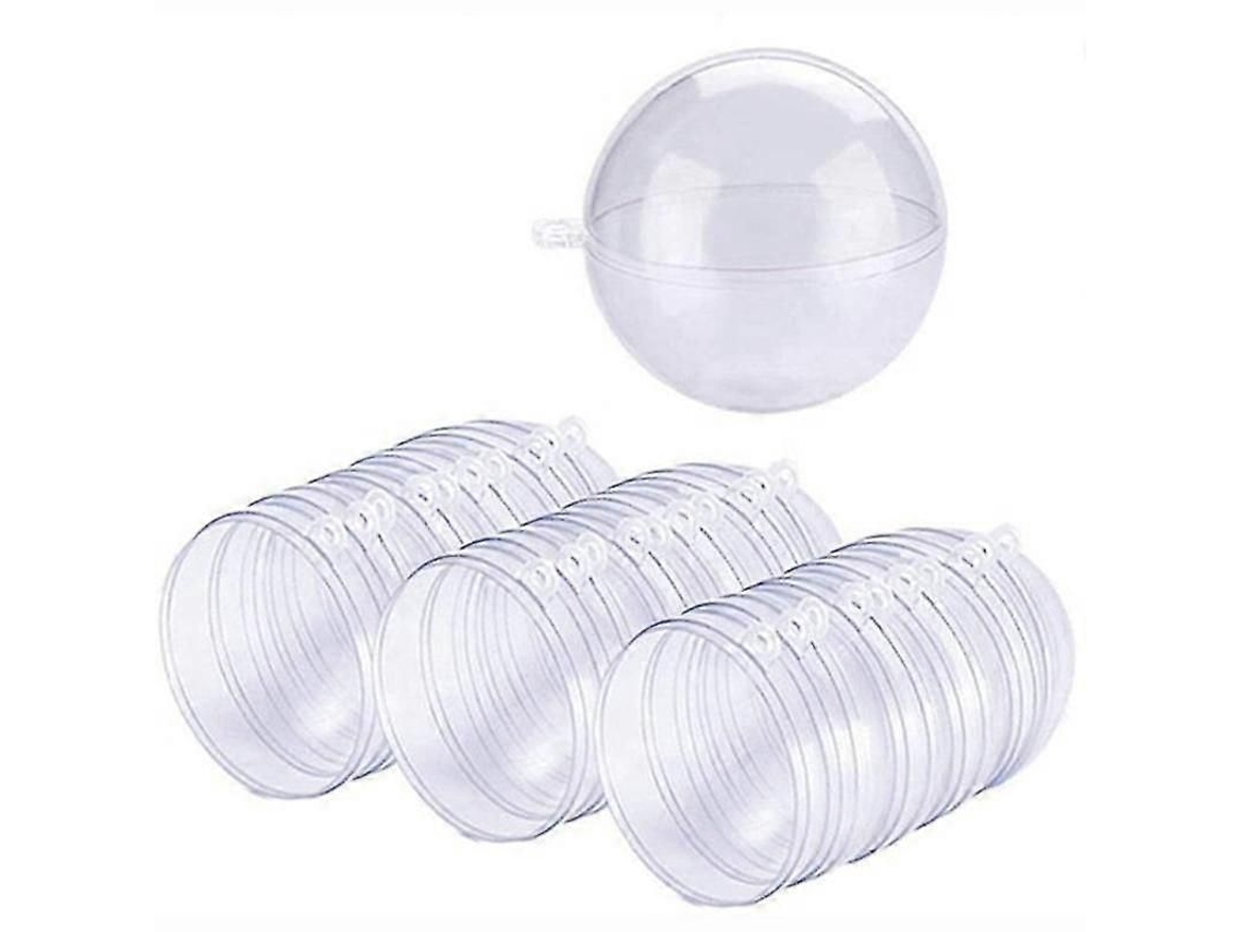 24 Bola De Natal Para Pendurar 70mm Diy Transparente Plástico Decoração Natal Transparente