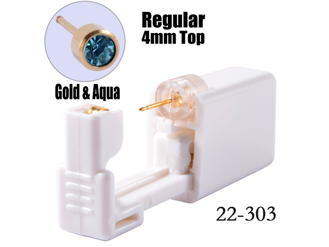 Piercing De Orelha, Descartáveis ​​para Perfuração Da Orelha, Com Brincos De Aço Inoxidável Dourado De 4 Mm, 1 Par (azul-marinho) Spqment