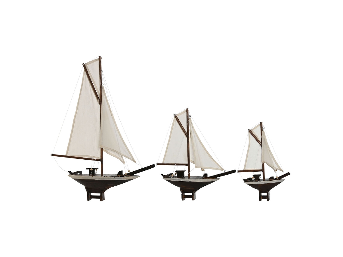 Figura Decorativa Home Esprit Branco Mediterrâneo Marrom 55 X 8 X 70 Cm (3 Peças)