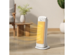 Aquecedor Elétrico de Baixo Consumo 2000w Ptc com 4 Modos Termóstato Regulável Oscilação 55° 20x20x49 Cm Branco