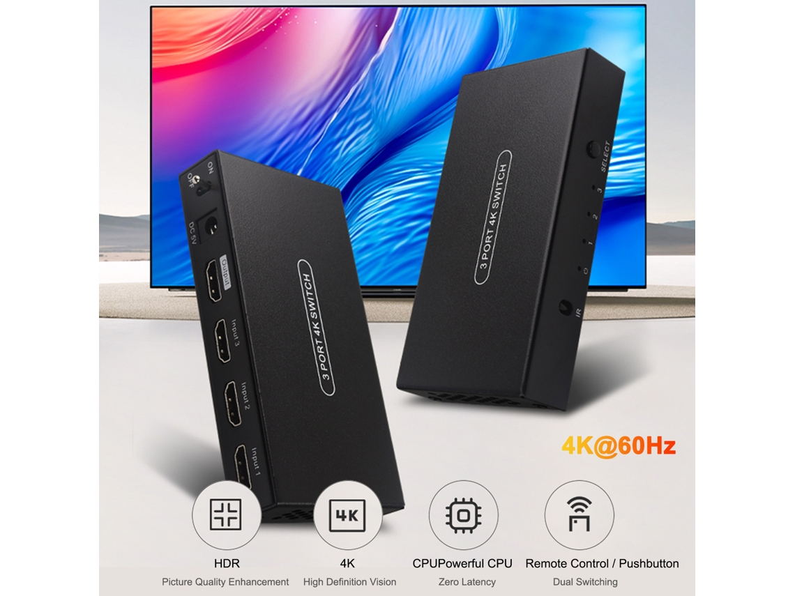 Switch Hdmi EOOCOO (3 Entradas 1 Saída 4k 60hz)