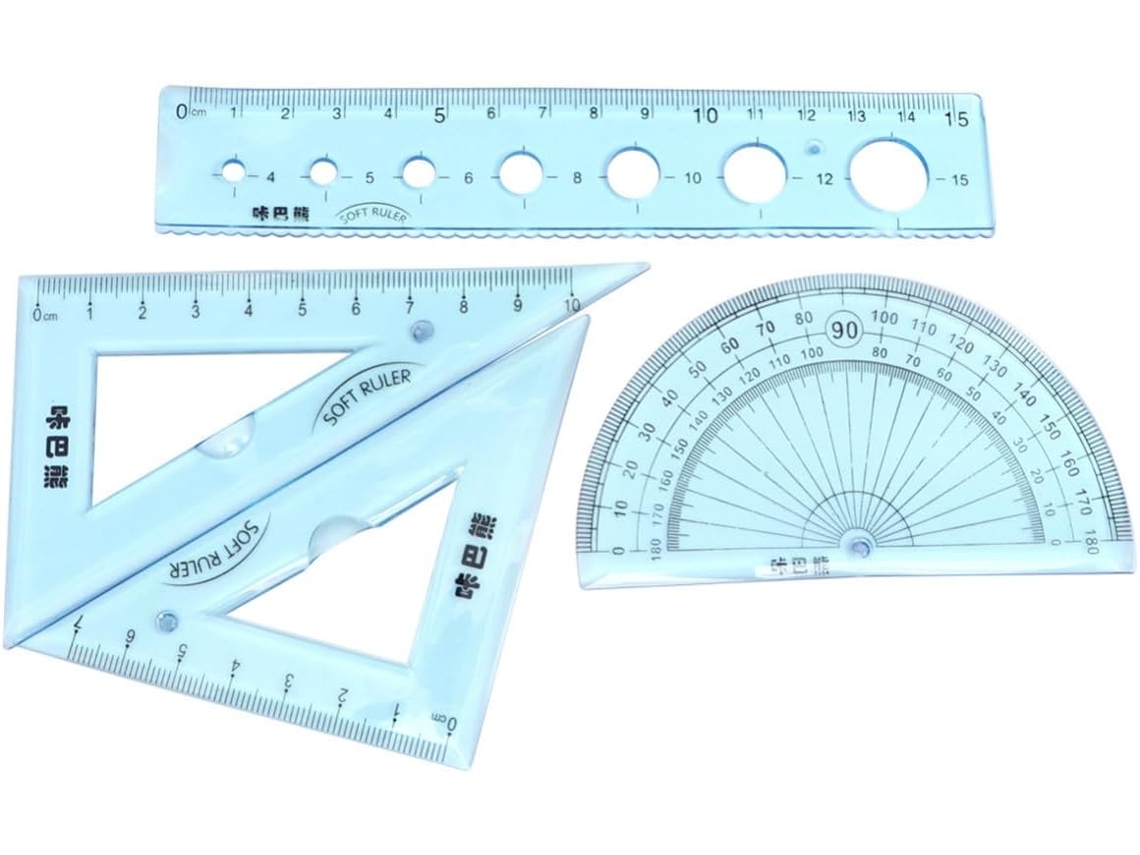 Réguas Flexíveis De Plástico Com Design Ondulado, 15 Cm, Conjunto 4,