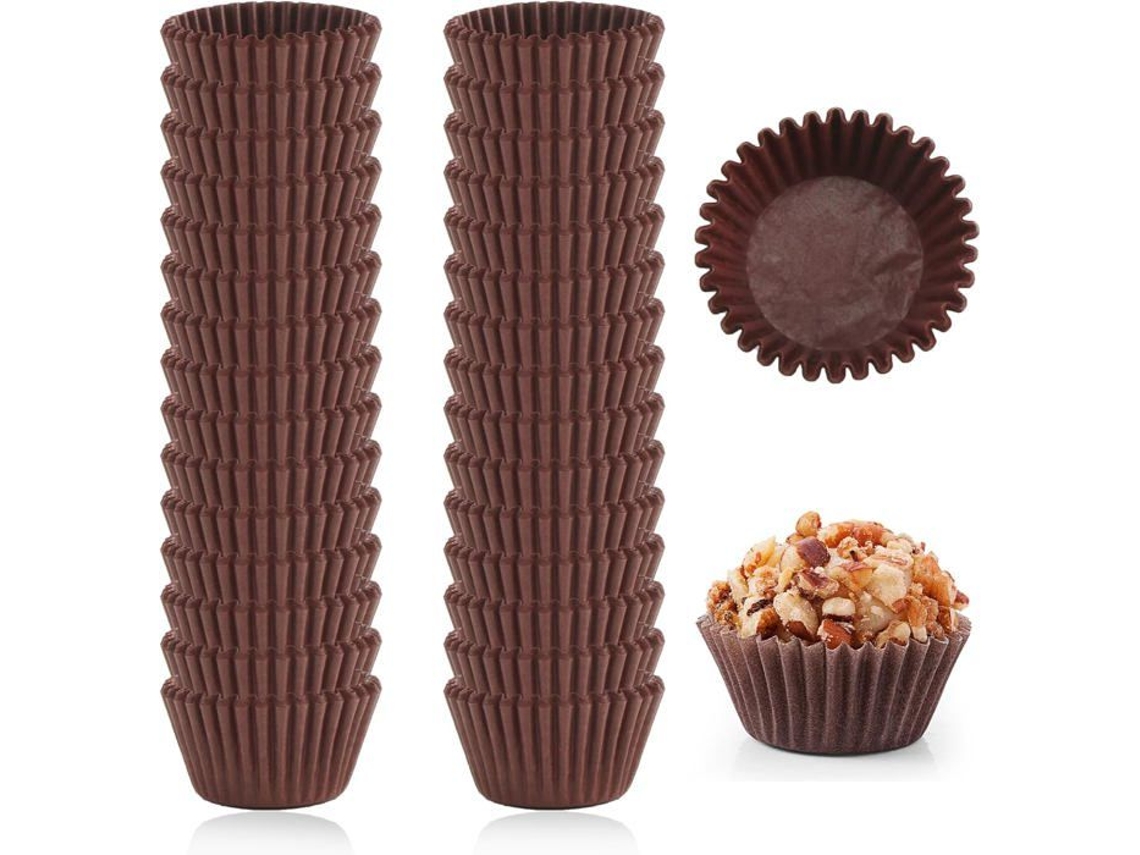 Conjunto De 1000 Forminhas De Papel Para Muffins E Cupcakes, Marrom, Para Assar E Apresentar Sobremesas Em Festas E Eventos