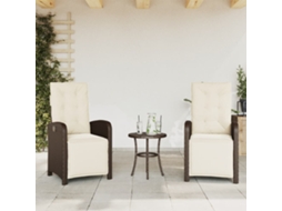 Vidaxl Cadeiras Jardim Reclináveis 2 Pcs C/ Apoio De Pés Vime Castanho
