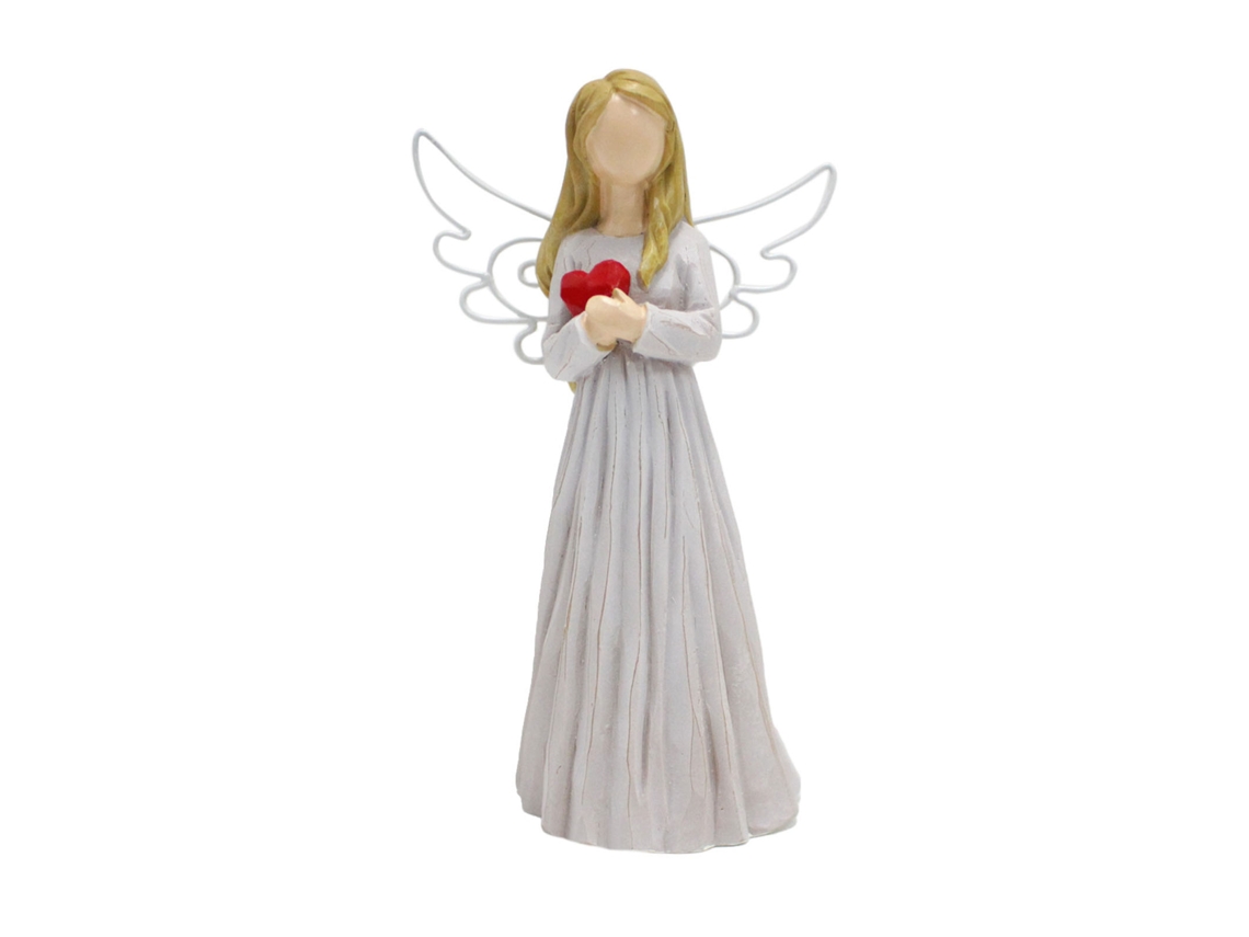 Baok-estátua De Anjo De Resina Exquisita Sem Rosto Com Coração Figura Decorativa Para Mesa De Casa