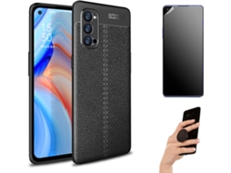 Kit Capa e Película Oppo Reno 4 Pro 5G Ultimatte Rugged Leather Y Popsocket Preto