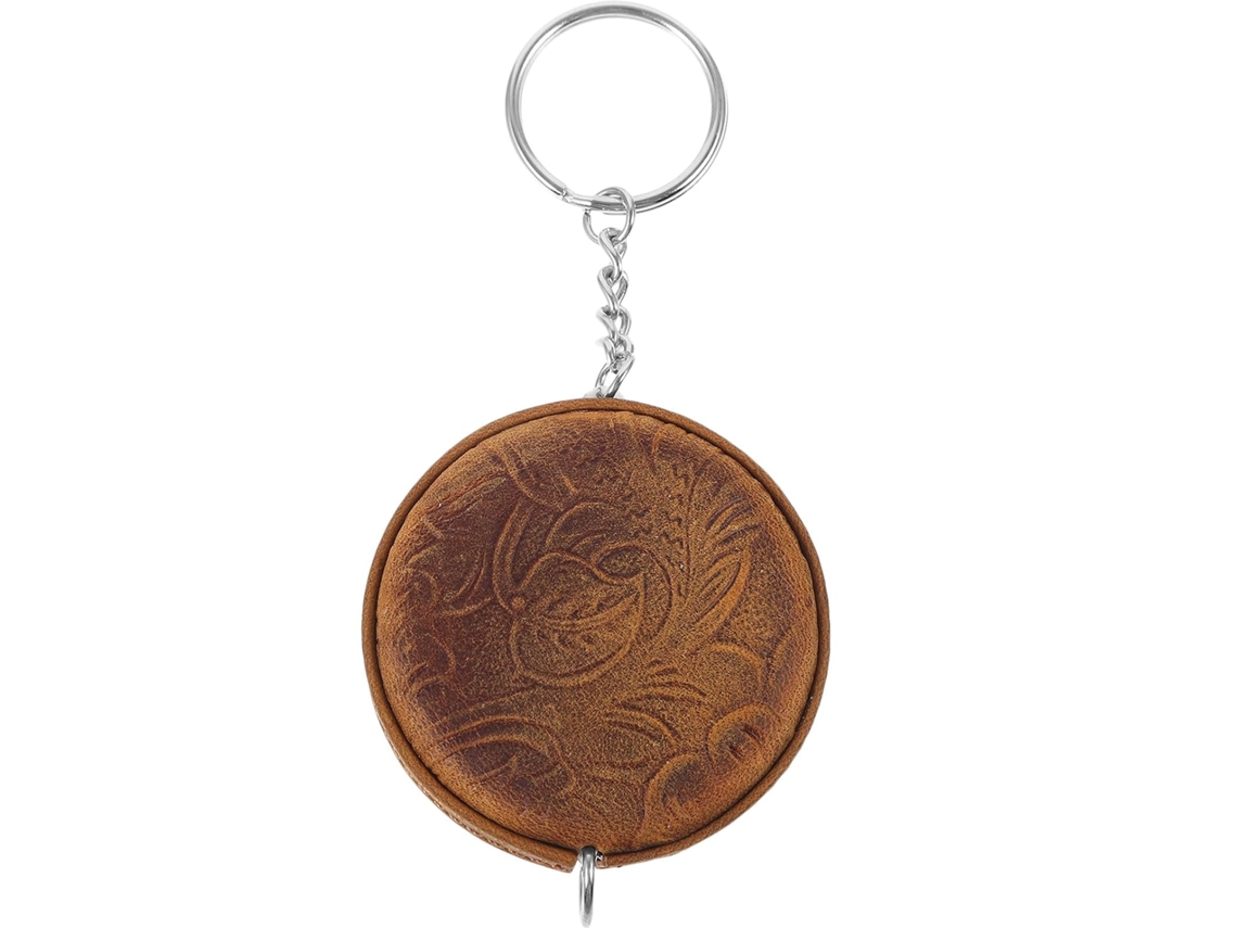 Mini Fita Métrica Retrátil Iplusmile, Portátil, Em Couro Bovino Marrom, Design Redondo Vintage Com Chaveiro, Ideal Para