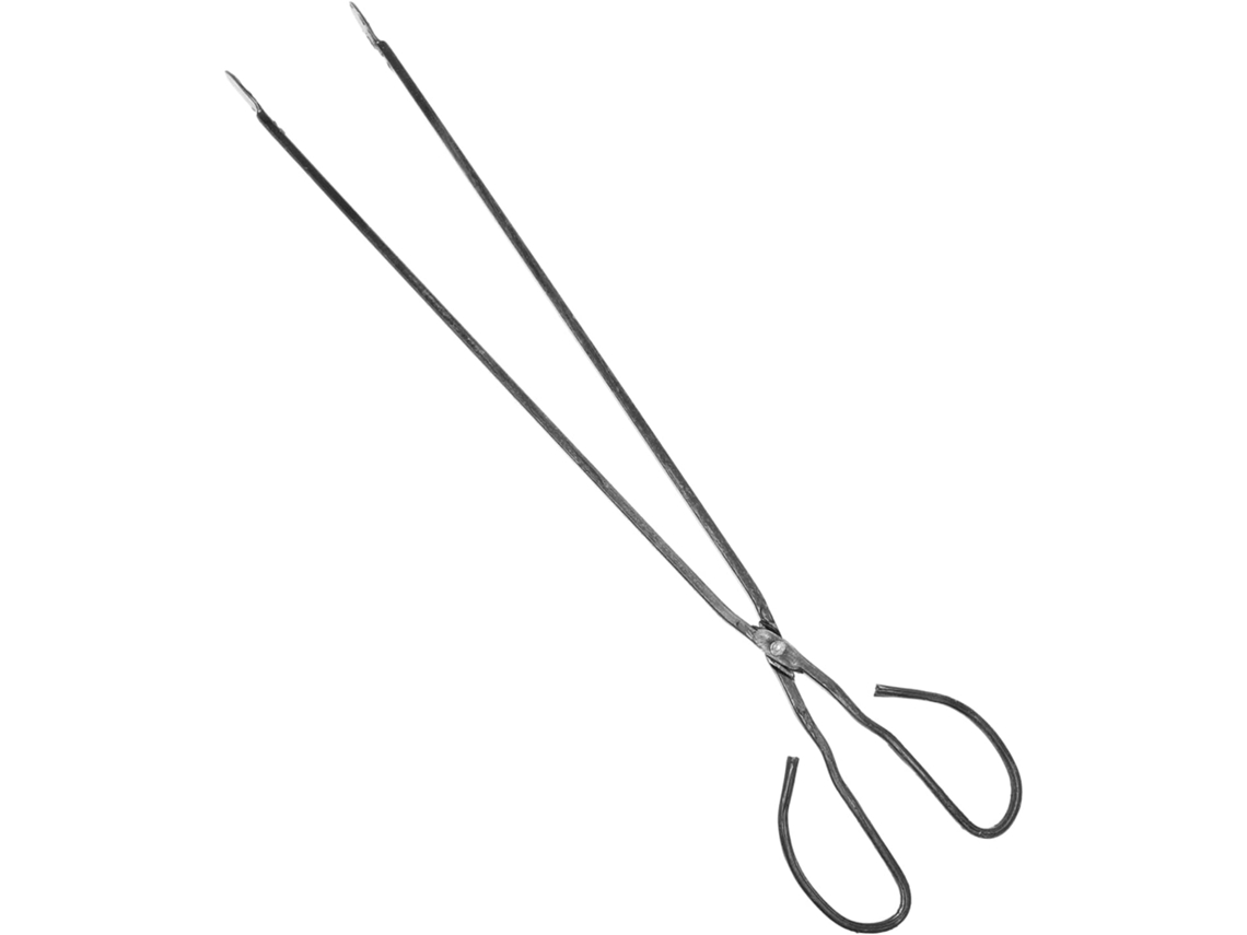 Pinça Longa De Metal Para Manusear Carvão E Lenha Em Churrasqueiras Lareiras, Com Cabo De Metal Alongado Para Uso