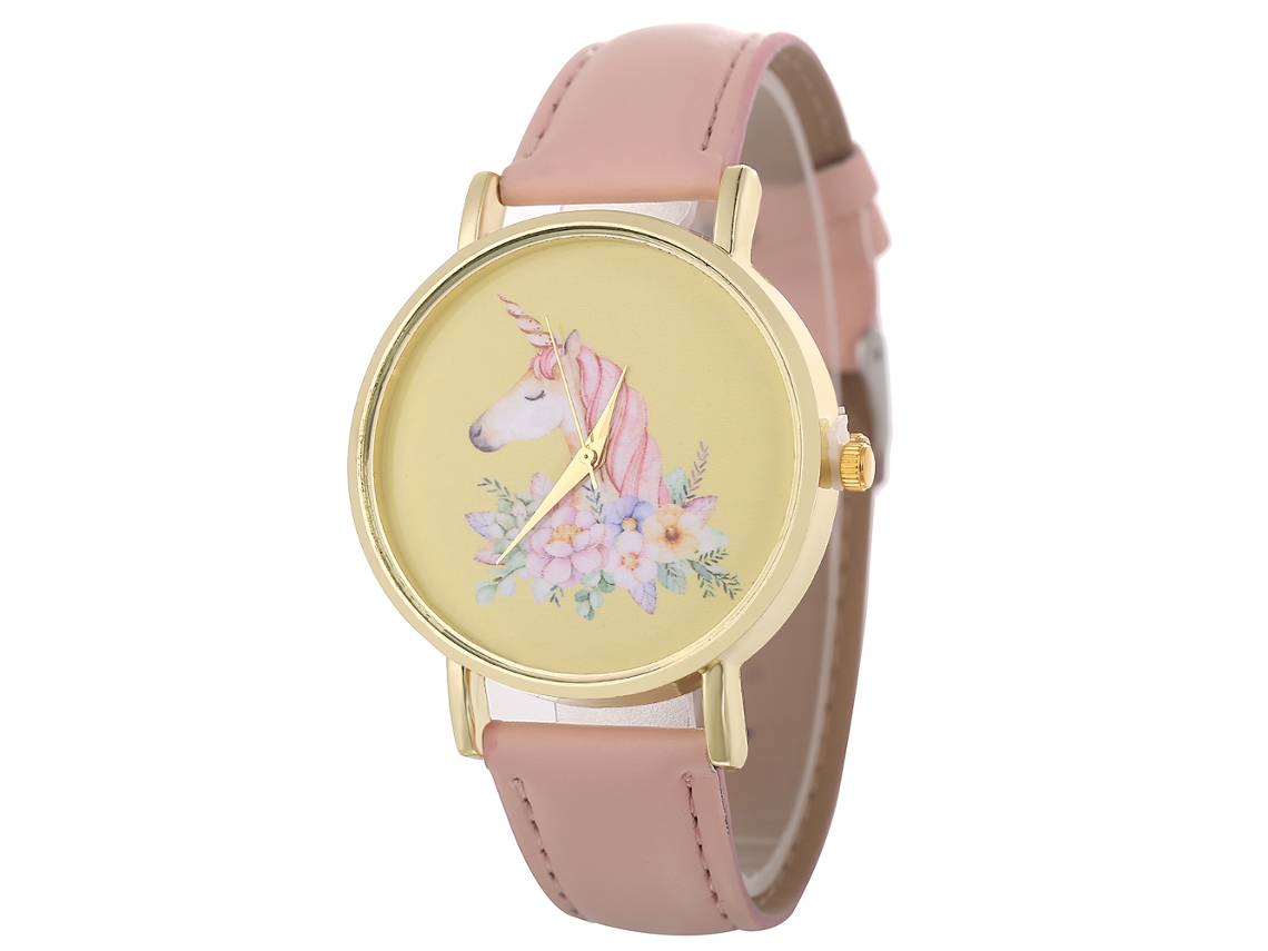 Reloj De Pulsera De Aleación Con Dial Redondo Cuarzo Para Parejas Color Rosa