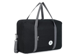 Mala de Viagem Dobrável para Companhias Aéreas, Cabine Grande, Bolsa Dobrável, Lona, ​​bagagem Mão, Pernoite Mulheres e Homens AQUAFORGE (preta)