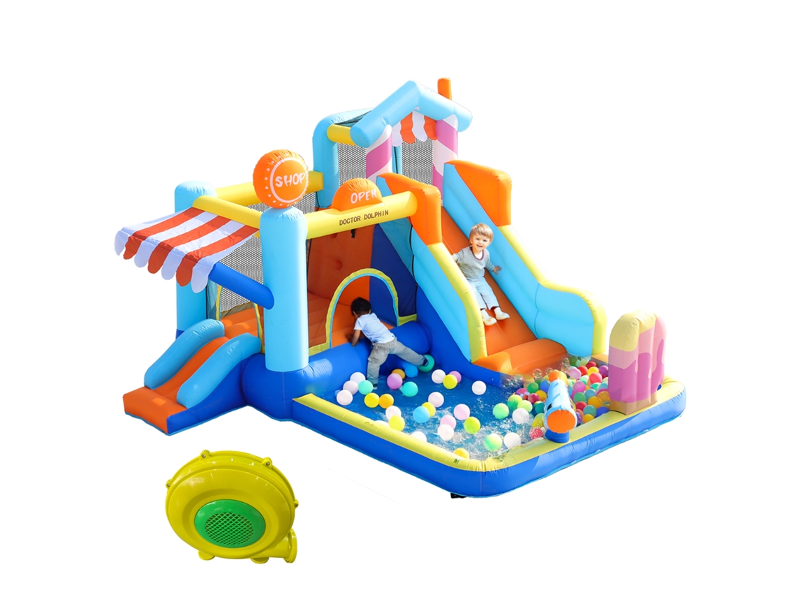 Castelo Inflável Aquático com Trampolim e Soprador de 450w, Ideal para Verão e Brincadeiras Ao Ar Livre Seguras cs
