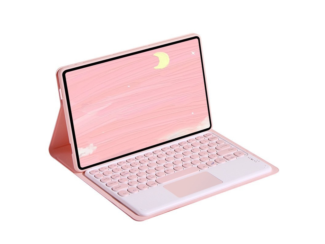 Capa para tablet YUNZII com teclado, elegante teclado rosa com teclas redondas, compatível com Fire HD 10 de 10,1 polegadas.