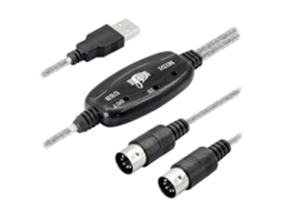 Lurelia Cabo USB Midi USB-A DIN 5 Pinos, Interface para Teclados, Pianos e Sintetizadores, iPhone e iPad