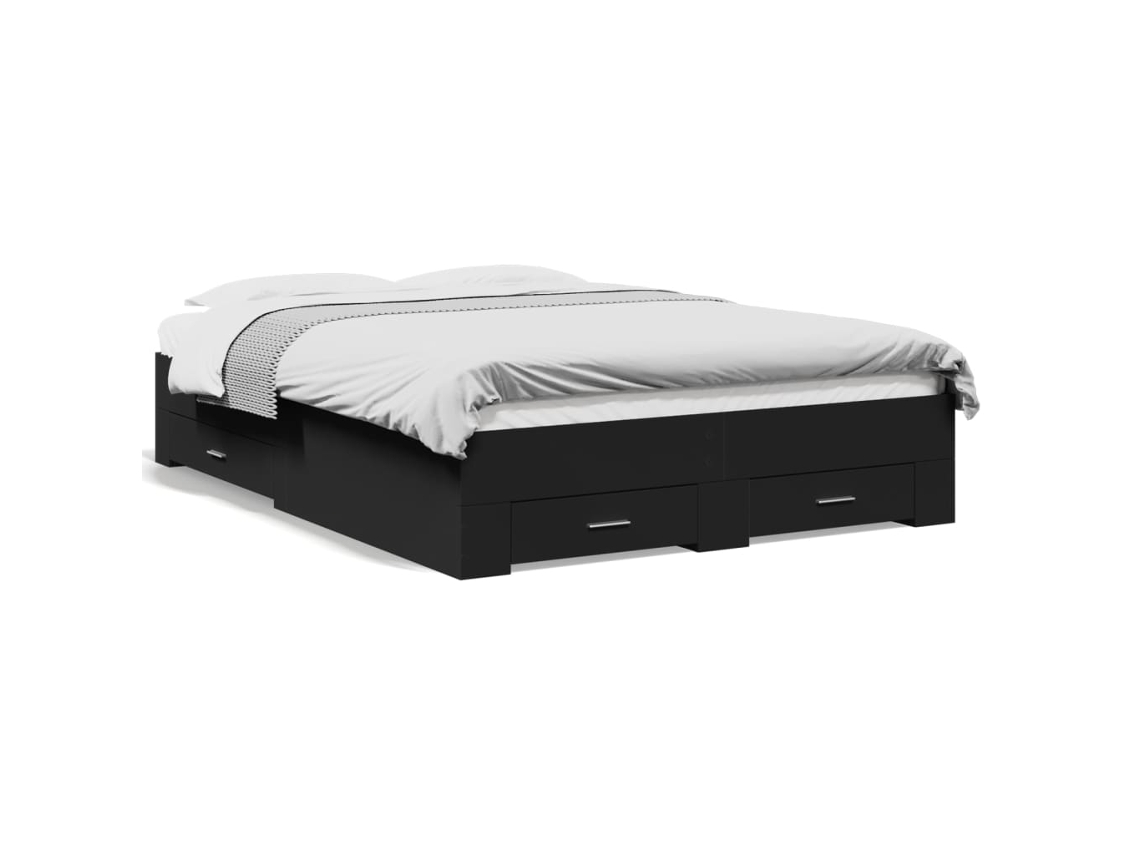 Bed Frame, Bed Frames Vidaxl Preto Madeira Processada (135 X 190 Cm)