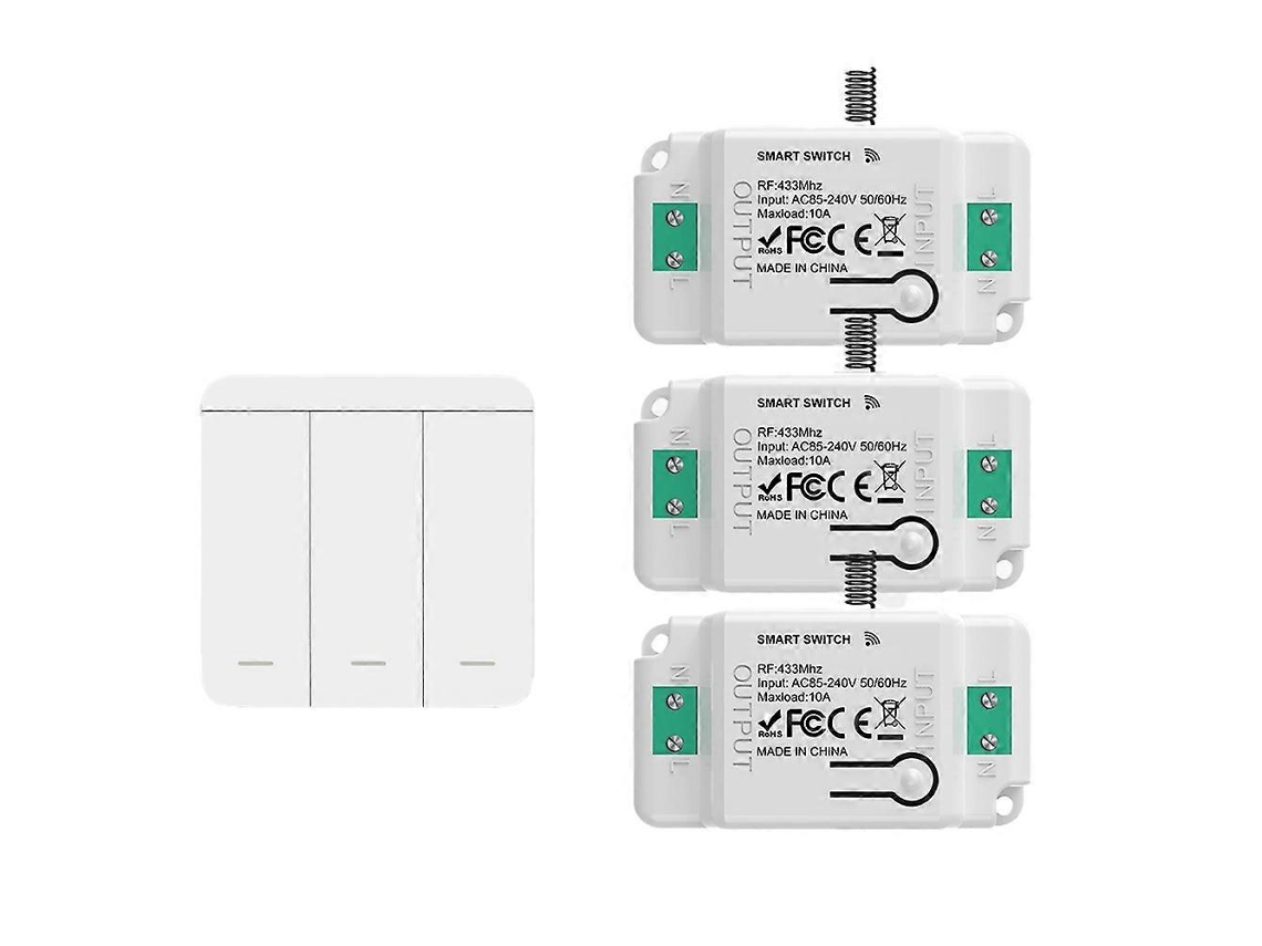 Interruptor De Luz De Controle Remoto Sem Fio De 433 Mhz, Interruptor De Parede Com Botão De Pressão, Receptor De Relé Ac 110v 220v