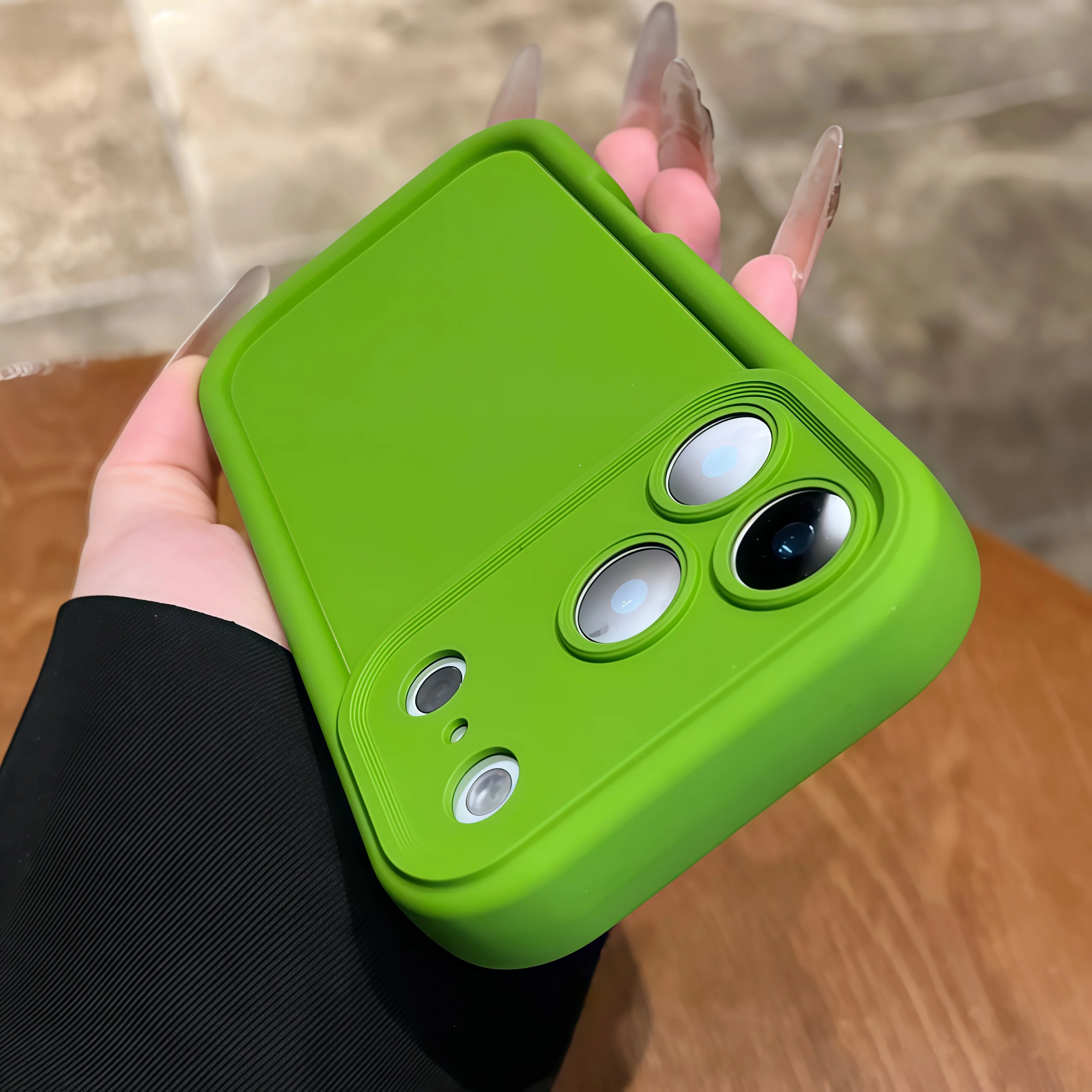 Capa Protetora De Silicone Líquido Macio (verde Para Iphone 15 Plus), Com Protetor De Lente De Borracha Fosca.