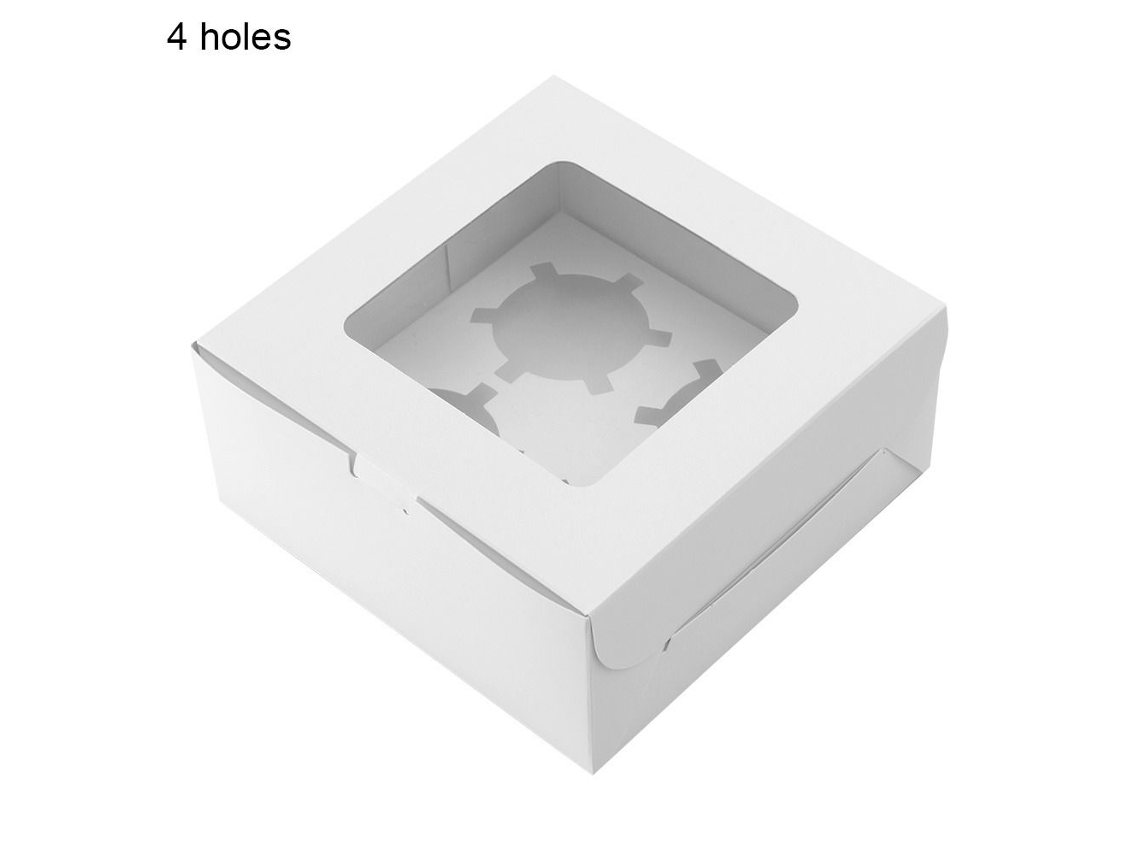 Caixa De Papel Para Cupcake, Embalagem Para Presente, Com 4 Furos. Aquaforge
