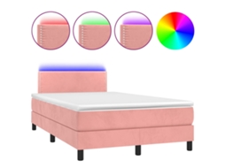 Cama Box Spring C/ Colchão/led 120x200 Cm Veludo Rosa MAISON EXCLUSIVE
