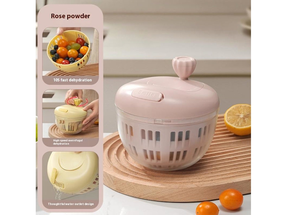 Centrífuga De Legumes Multifuncional, Rápida E Fácil De Usar, Com Sistema De Drenagem, Rosa