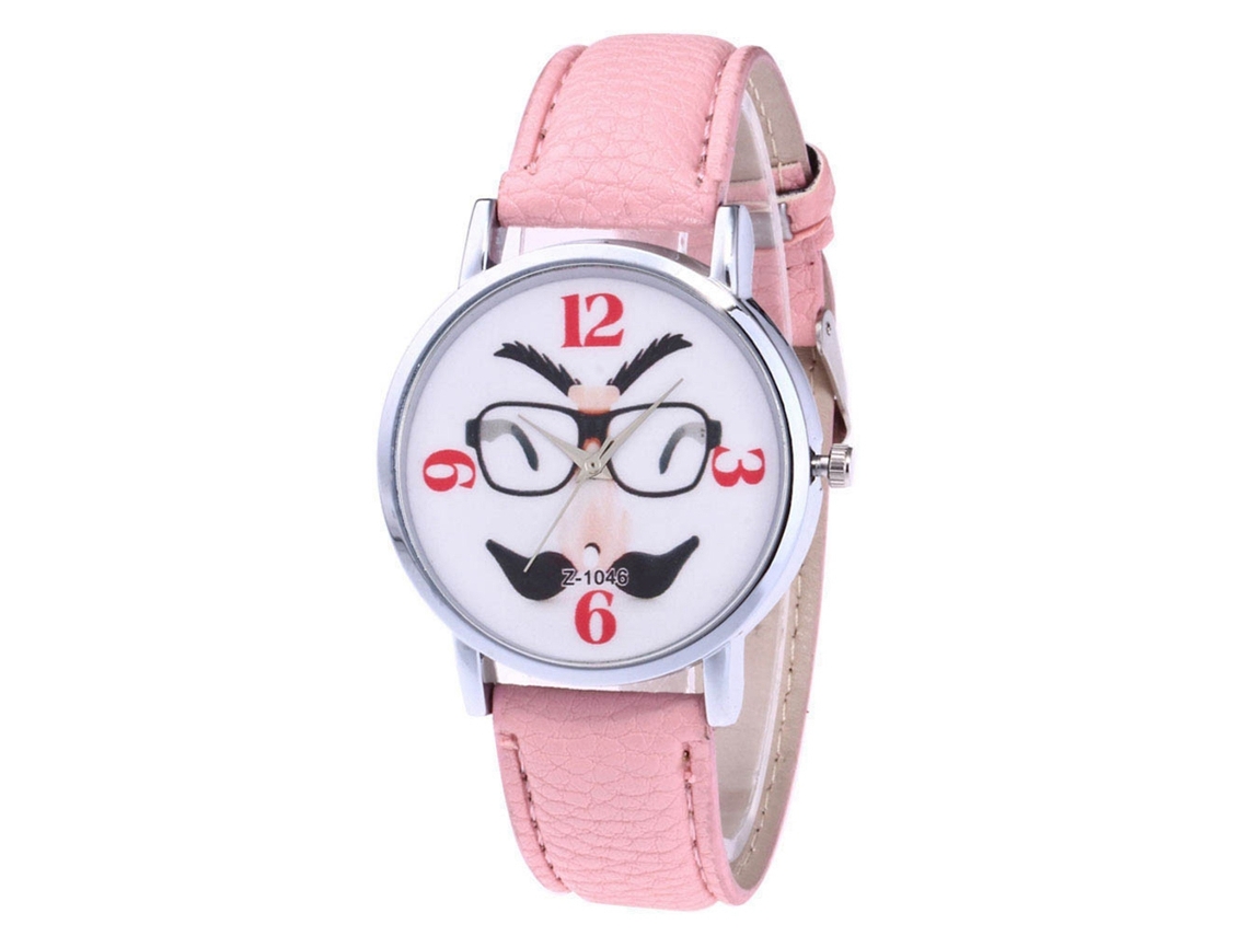 Relógio de casal Zhoulianfa Quartz com pulseira de couro PU (rosa)