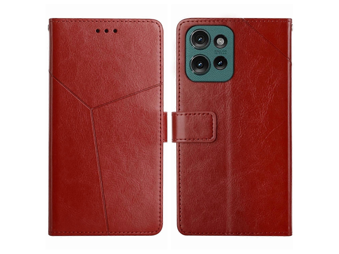 Capa De Couro Com Aba E Padrão Em Y Para Motorola Moto G15 Ht01
