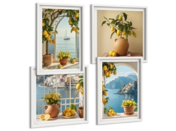 Composição De Quadros Paisagens Tranquilas Com Trapiche Prados Espelharte (4 Peças)