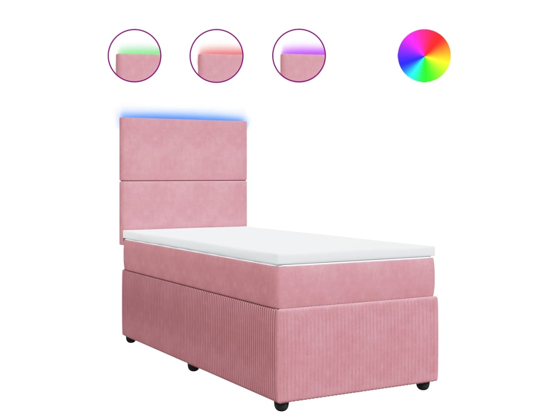 Cama com molas/colchão VIDAXL veludo rosa (90x190 cm)