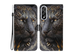 Capa De Couro Tkdaddy Para Oneplus Nord 5 5g / Ace 5 Ultra 5g Com Suporte, Carteira, Estampa, Capa De Celular Com Alça De Pulso, Leão Preto Dourado