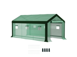 Estufa Túnel Verde 6x3x2,8m Exterior, 6 Janelas, Cobertura Pe Anti uv e 2 Portas Enroláveis com Fecho para Cultivo no Jardim.