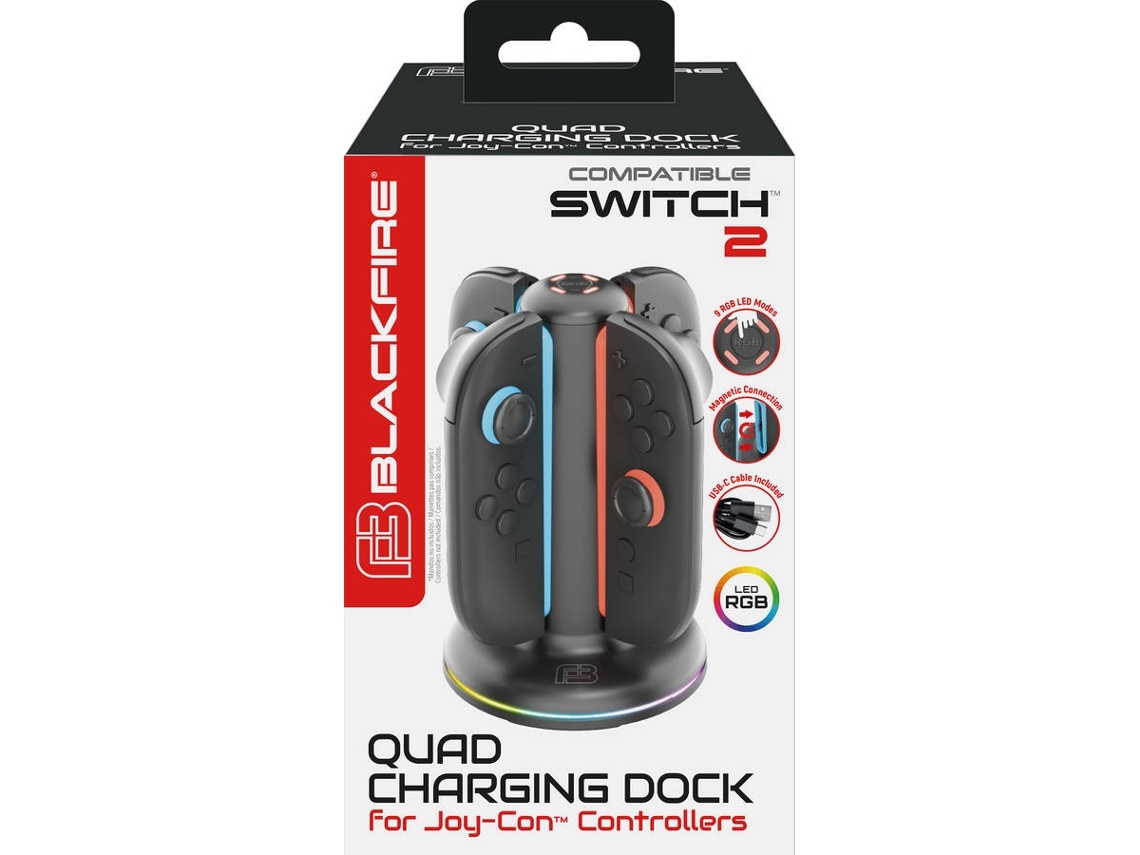 Carregador Joy-Con BLACKFIRE Nintendo Switch 2Quad (Outlet Grade A)